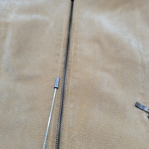 Vintage A.M.I. Camel Suede Leather Jacket | Knit Sleeves‎ & Collar Womens Sz LHO - Picture 6 of 12